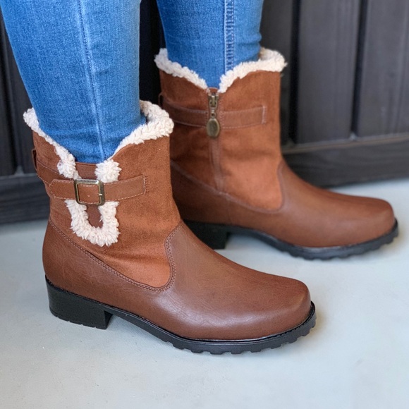 Cognac Fur Lined Water Resistant Winter Tall Boot - Picture 2 of 4